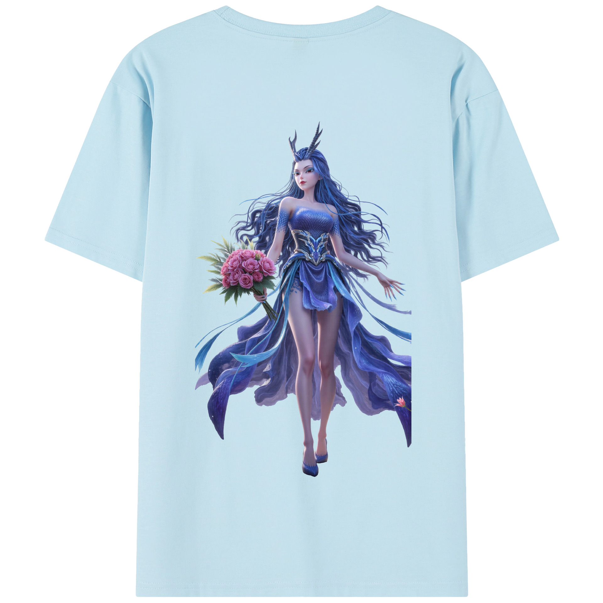 （画像用） Ne Zha 2 ナタ 魔童の大暴れ 綿100％半袖Tシャツ（背面プリント）